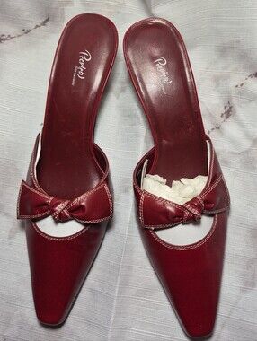 Preview International Red Bow Pointed Toe Mule Heels